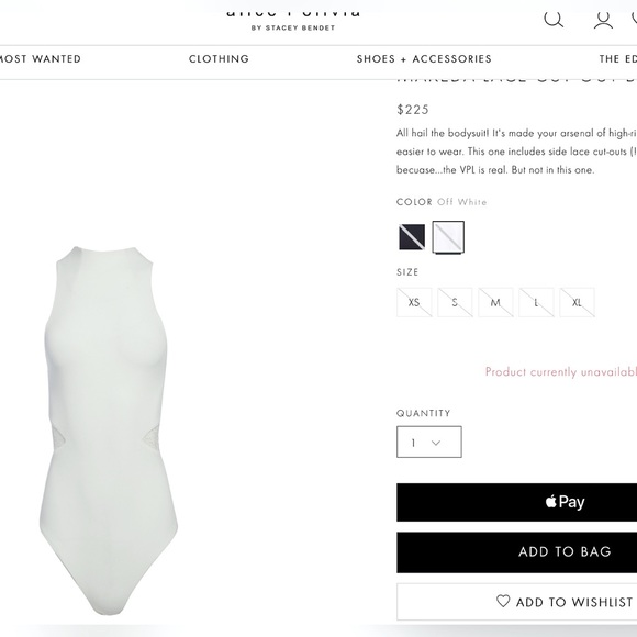 Alice + Olivia Makeda Cut Out Sleeveless Lace Off White Bodysuit Top - Picture 3 of 16